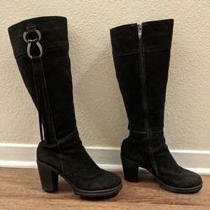 SOLD | Chunky knee high boots lambskin suede